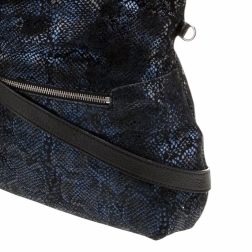 Foley+Corrina Suede Top Handle Bag in Cobalt Snakeskin Print Disco City Bag - Picture 7 of 8